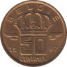 Монета. Бельгия. 50 сантимов 1987 год. BELGIE. ав.