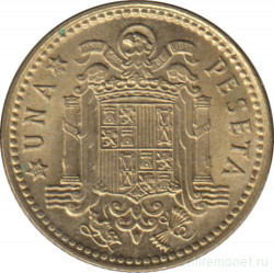 Монета. Испания. 1 песета 1975 (1966) год.