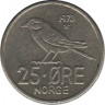  Монета. Норвегия. 25 эре 1973 год. ав.