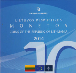 Монеты. Литва. Набор разменных монет в буклете. 2014 год. 10 лет вступления в ЕС и НАТО.