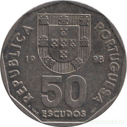 Монета. Португалия. 50 эскудо 1998 год.