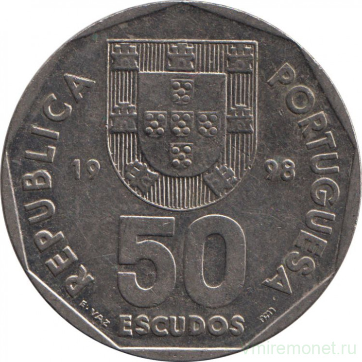 Монета. Португалия. 50 эскудо 1998 год.