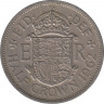 Монета. Великобритания. 1/2 кроны (2.5 шиллинга) 1962 год. ав.