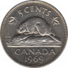 Монета. Канада. 5 центов 1969 год. ав.
