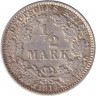 Монета. Германская империя. 1/2 марки 1914 год. (J).