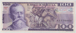 Банкнота. Мексика. 100 песо 1982 год. Тип 74c.