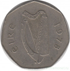 Монета. Ирландия. 50 пенсов 1978 год.