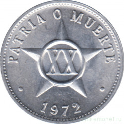Монета. Куба. 20 сентаво 1972 год.