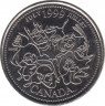 Монета. Канада. 25 центов 1999 год. Миллениум - июль 1999.  ав.