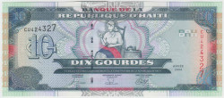 Банкнота. Гаити. 10 гурдов 2004 год. Тип 265b.