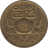 Монета. Южная Корея. 1 вона 1966 год. рев.