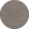 Монета. Западноафриканский экономический и валютный союз (ВСЕАО). 100 франков 1989 год. ав.