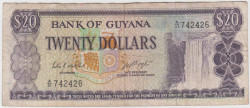 Банкнота. Гайана. 20 долларов 1966 - 1989 года. Тип 24c.
