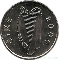 Монета. Ирландия. 5 пенсов 2000 год.