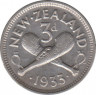 Монета. Новая Зеландия. 3 пенса 1933 год. ав.