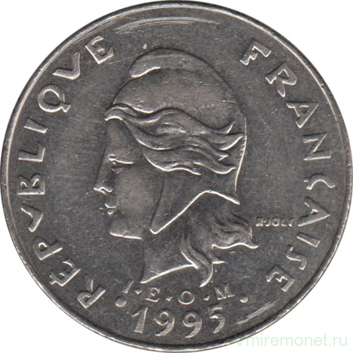 Монета. Французская Полинезия. 20 франков 1995 год.