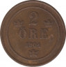 Монета. Швеция. 2 эре 1904 год. ав.