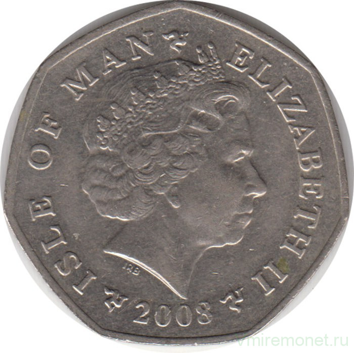 Монета. Великобритания. Остров Мэн. 50 пенсов 2008 год.