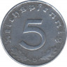 Монета. Германия. Третий Рейх. 5 рейхспфеннигов 1944 год. Монетный двор - Мюнхен (D). рев.