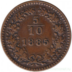 Монета. Австро-Венгерская империя. 5/10 крейцера 1885 год. Австрийский тип.