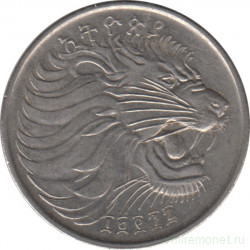 Монета. Эфиопия. 50 сантимов 2005 год.