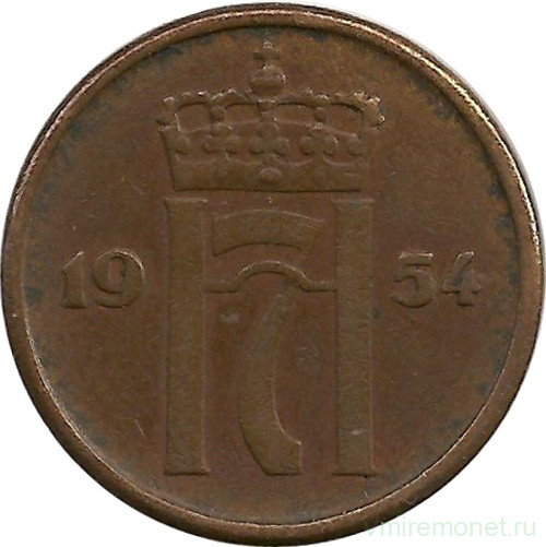 Монета. Норвегия. 2 эре 1954 год.
