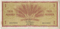 Банкнота. Финляндия. 1 марка 1963 год. Тип 98а(5).