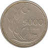 Монета. Турция. 5 000 лир 1994 год. ав.