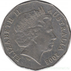 Монета. Австралия. 50 центов 2008 год.