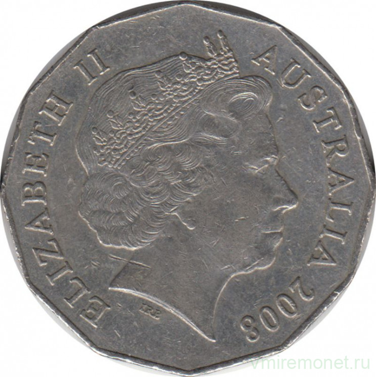 Монета. Австралия. 50 центов 2008 год.
