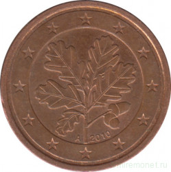 Монета. Германия. 2 цента 2010 год. (A).