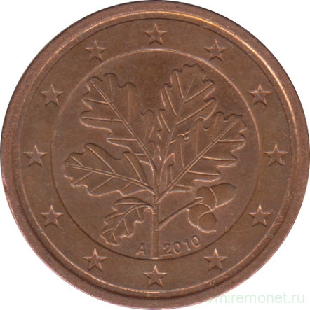 Монета. Германия. 2 цента 2010 год. (A).