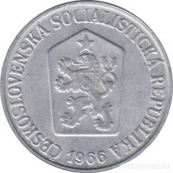Монета. Чехословакия. 5 геллеров 1966 год.