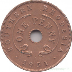 Монета. Южная Родезия. 1 пенни 1951 год.