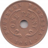 Монета. Южная Родезия. 1 пенни 1951 год. ав.