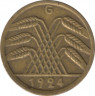 Монета. Германия. Веймарская республика. 5 рентенпфеннигов 1924 год. Монетный двор - Карлсруэ (G). ав.