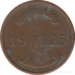 Монета. Германия. Веймарская республика. 2 рейхспфеннига 1925 год. Монетный двор - Берлин (А).