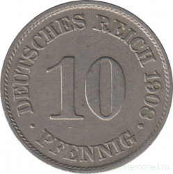 Монета. Германская империя. 10 пфеннигов 1908 год. (A).
