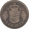 Монета. Дания. 5 крон 1987 год. ав.