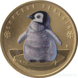 Монета. Тувалу. 1 доллар 2017 год. Детёныши. Императорский пингвин. В конверте.