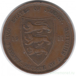 Монета. Джерси. 1/24 шиллинга 1911 год.