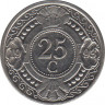 Монета. Нидерландские Антильские острова. 25 центов 1993 год. ав.