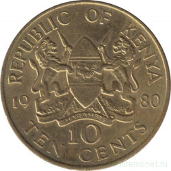 Монета. Кения. 10 центов 1980 год.