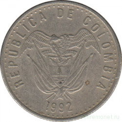 Монета. Колумбия. 50 песо 1992 год.