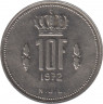  Монета. Люксембург. 10 франков 1972 год. ав.