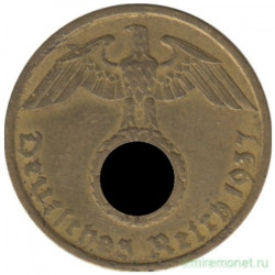 Монета. Германия. Третий Рейх. 5 рейхспфеннигов 1937 год. Монетный двор - Карлсруэ (G).