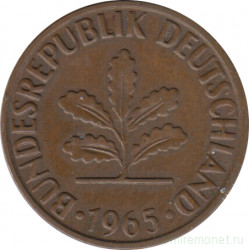 Монета. ФРГ. 2 пфеннига 1965 год. Монетный двор - Мюнхен (D).