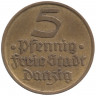 Монета. Польша. Данциг. 5 пфеннигов 1932 год.