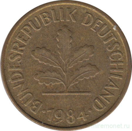 Монета. ФРГ. 5 пфеннигов 1984 год. Монетный двор - Гамбург (J).