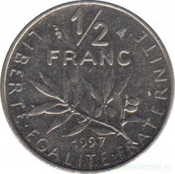 Монета. Франция. 1/2 франка 1997 год.